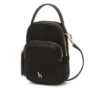 [헤지스](광주신세계)[CRYSTAL PUPPY] 블랙 나일론 더블지퍼 크로스 미니백  HIWA4E430BK