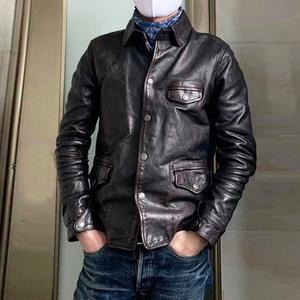 심플 남자 슬림핏 자켓 가죽 라이더 말가죽