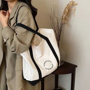 아웃포켓 써클 캔버스 데일리 여성 학생 가방 숄더백 에코백