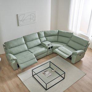 [스코나] 레인트 실리콘레더 컵홀더 5인 코너 리클라이너 소파