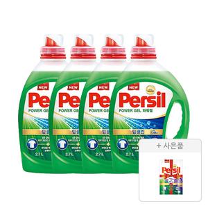 퍼실 파워젤 드럼/일반 겸용 액체세제 2.7L, 4개 + 증정(파워젤 라벤더듀얼 300mL 파우치, 1개)
