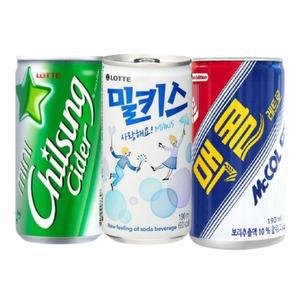 [한번에먹자] 190ml 탄산음료 3종 혼합 맥콜+칠성사이다+밀키스