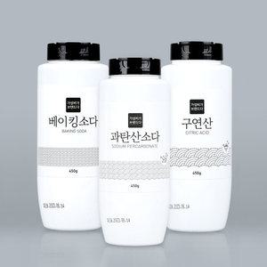 가성비가브랜드다 [3종세트] 톡톡톡 뿌리는 과탄산소다+구연산+베이킹소다 450G