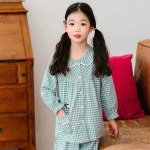 [신세계몰]찌니야 국내제작 예스체크 약기모 여아동잠옷 긴팔상하세트