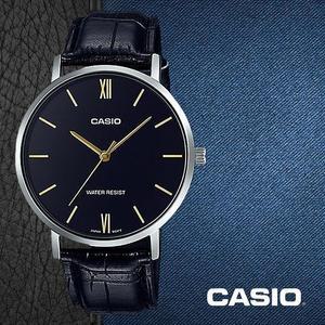 카시오 MTP-VT01L-1B 남성 가죽 시계