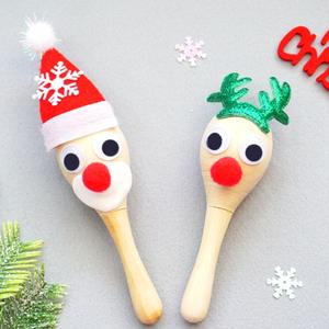 크리스마스 꾸미기재료 나무쉐이커 마라카스 4세트 악기만들기수업재료