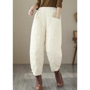 밴딩 여성와이드바지 방풍 누빔 덕 겨울 팬츠 흰색 바지 다운 엄마 퀼팅