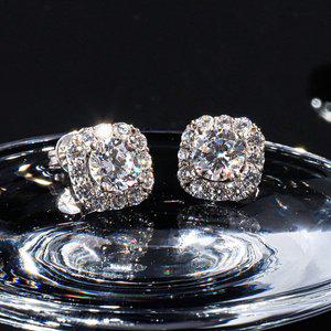 [샤밍주얼리]1캐럿 랩 그로운 다이아몬드 귀걸이 빛의 정원 스퀘어 결혼 기념일 생일 선물