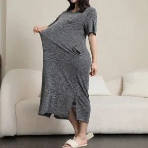 [로즈엘리]44부터 130까지 면스판 포켓 반팔 롱원피스 빅사이즈 원피스 5컬러