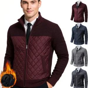 남성 가을겨울 WARM 뉴 니트 듀스포 퀼팅 스탠드카라 벨벳기모 가디건 집업 점퍼 발열 방풍 자켓 5칼라 /4