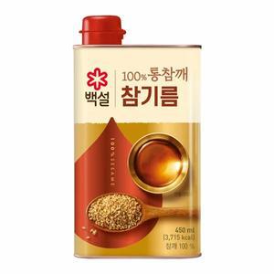 백설 [엄마맛집]100% 통참깨 참기름 450ml [풍미가득 나물 무침 볶음 비빔밥 요리용] [여름식재료]
