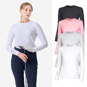 김영주 여성 골프웨어 쿨링 냉감 라운드 UV차단 기능성 긴팔 이너 티셔츠