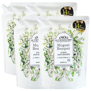 애경산업 르샤트라1802 고농축 섬유유연제 뮤게부케 1600ml 4개