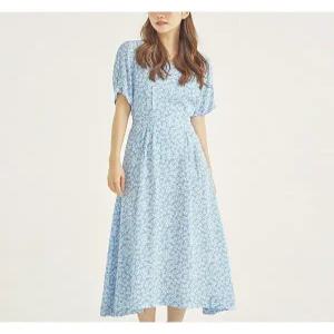 [로엠](블루밍) 허리 리본 플라워 롱원피스 (RMOWB37RQ5-T)