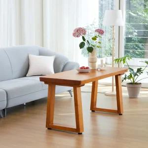 해찬솔 통원목 거실 소파테이블 1300TR_w600 우드슬랩/통원목다리/원목테이블/