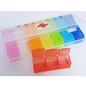 (2개) 일주일 하루3번 칼라케이스/약통/휴대용/알약통/보관/수납/용기/여행용/출장/분리형/소분/영양제