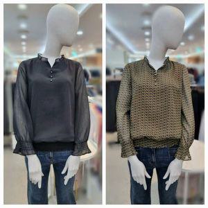 [갤러리아] 프린트 스모킹 블라우스 VOCNL3F7211