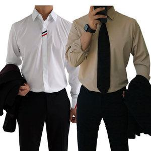 국산 구김없는 남성 정장 와이셔츠긴팔 7부/스트라이프/삼선/포켓/차이나카라/흰색 직장인 출근룩