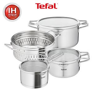 테팔 인덕션 스테인리스스틸 노르디카 4종(편수16+양수18+곰솥24+찜기24)