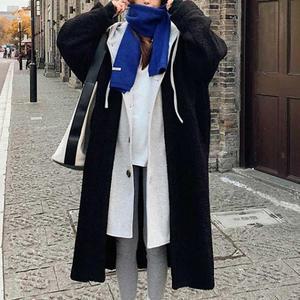 [MENORL1Z_4A]뽀글이 여성롱코트 일체형 아우터 소매시보리