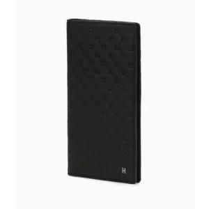 [롯데백화점]헤지스ACC [쇼핑백동봉] 블랙 로고패턴 소가죽 슬림 장지갑 HJWA5E822BK