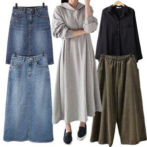 [아이우먼]중년 빅사이즈 청치마 골덴 통 팬츠 롱스커트 원피스