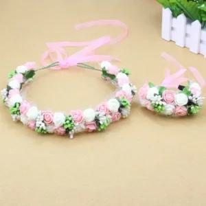 36송이 화관 머리띠 꽃 팔찌 세트 플라워 T430set