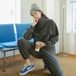 [핑크시슬리] SET/따끈따끈 양기모 반집업 트레이닝세트