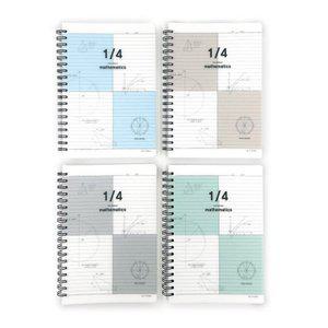 [꿈드림22] 위드나 4분할 PP커버 수학노트 B5 7mm 110매 4칸 수학연습장 80-0102 4color 5.0