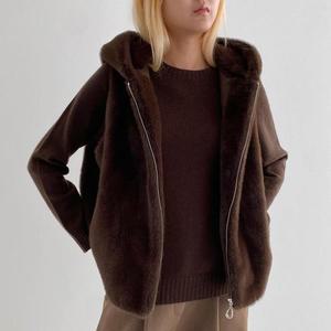 [M7] 여자 후드조끼 드로우코드 FW 페이크퍼 조끼