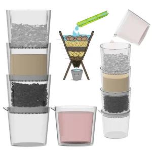 3단 간이정수기 만들기 모래 자갈 활성탄 필터여과 오염수정화 실험장치 DIY (5인용)