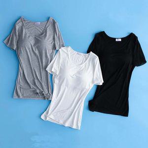 캡내장 브라 반팔티셔츠 홈웨어 브라탑 모달 스판 노브라티 브라티 캡내장반팔티 캡내장티셔츠