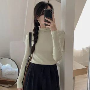 [코코블랑] 파인 기모 모크넥 티셔츠