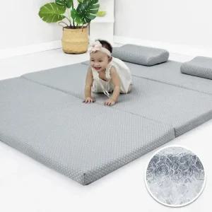 슬립쿠플러스 실버항균 순은함유 POE 에어코일 3단 접이식매트리스 냉감커버