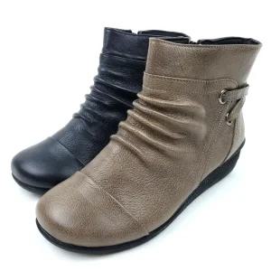 의정부수제화 소가죽 발편한 통굽 여성 가을 부츠 여자 앵글 앵클 수제 가죽 숏부츠
