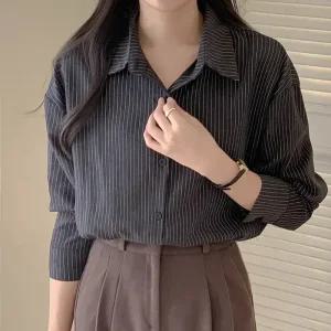 [코코블랑] 피치기모 스트라이프 셔츠