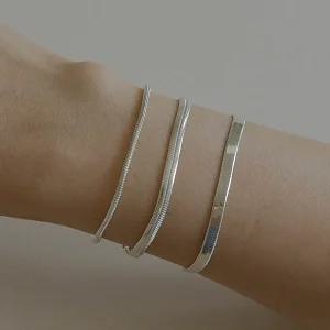 925실버 뱀줄팔찌 3종 볼륨 플랫 스네이크체인 은팔찌 발찌 