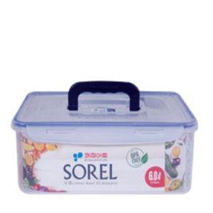 키친아트 소렐 밀폐용기 원핸들 투명 직사각 6L 비스프리 반찬통 김치통 플라스틱 용기