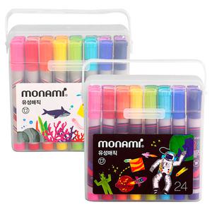 모나미 유성매직 24색 세트 둥근닙 사각닙