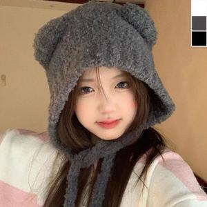 [BZJL8WFC_4C]곰돌이귀 니트 스타일 털모자 1P 겨울 귀