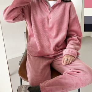 [오노마] ONM 트레이닝복세트 여자 골덴 반집업 기모 조거 셋업