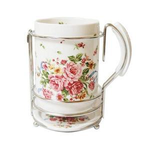 현우 허니문로즈 물받이수저통 도자기 물빠짐수저통 원형