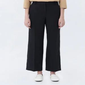 헤지스 여성 24SS [클리어런스][스테디셀러]블랙 세미 와이드핏 팬츠 WSPA4B792BA