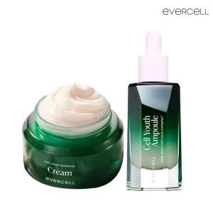 차바이오 에버셀 셀유스앰플+리뉴얼크림 줄기세포 배양액 안티에이징 극강조합 눈가 팔자주름 탄력 개선