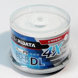 50팩 RIDATA/Ritek 상자 A 빈 흰색 표면 잉크젯 프린팅 가능 Blu Ray DL 2-8x 듀얼 레이어 50GB BD 디스크