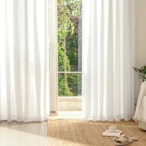 고밀도 쉬폰커튼 아일렛형 긴창특대 화이트 2P