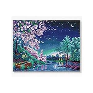 [셀러허브 패션][JHQS8WOS_52AG]보석십자수 풍경시리즈 달밤의벚꽃 40X50