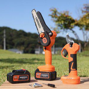 타이거 더블컷 6인치 무선 전기톱 전지가위 세트 전동 전정 고지 충전식 체인 미니 소형