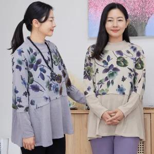 페이크 앙상블 롱 티셔츠 / 24FW03 / 엄마옷 / 빅사이즈 / 할머니옷 / 마담의류 / 실버다이아몬드