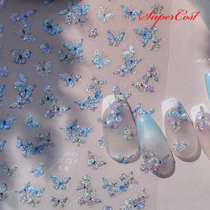 네일아트 시원한 자개 느낌 나비네일 엠보 스티커 3종